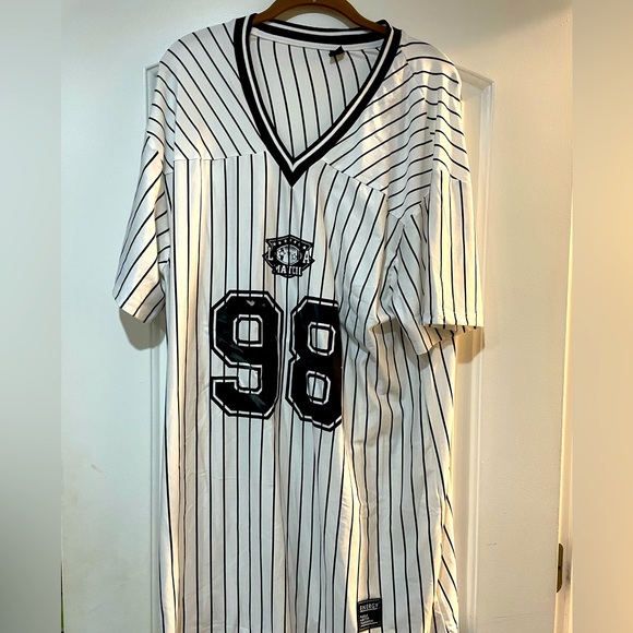 Other - Black and White Striped V-Neck Jersey